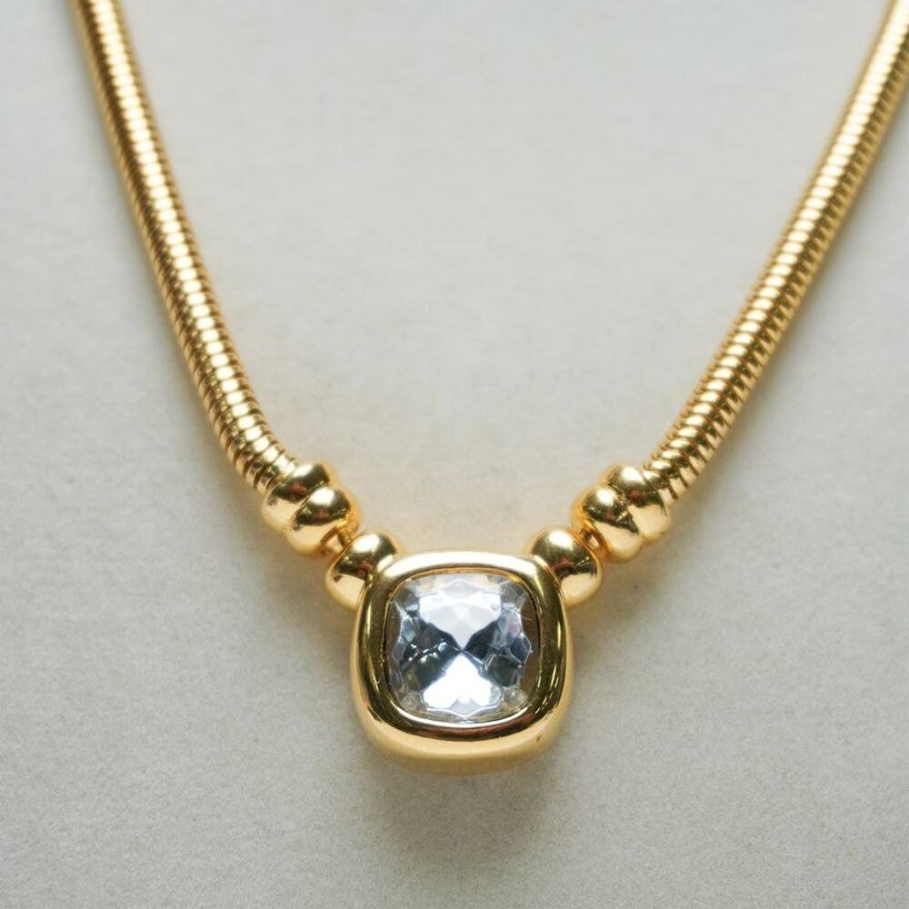 VTG Joan Rivers Gold-Tone Necklace With Faceted Crystal Accent - Picture 2 of 7